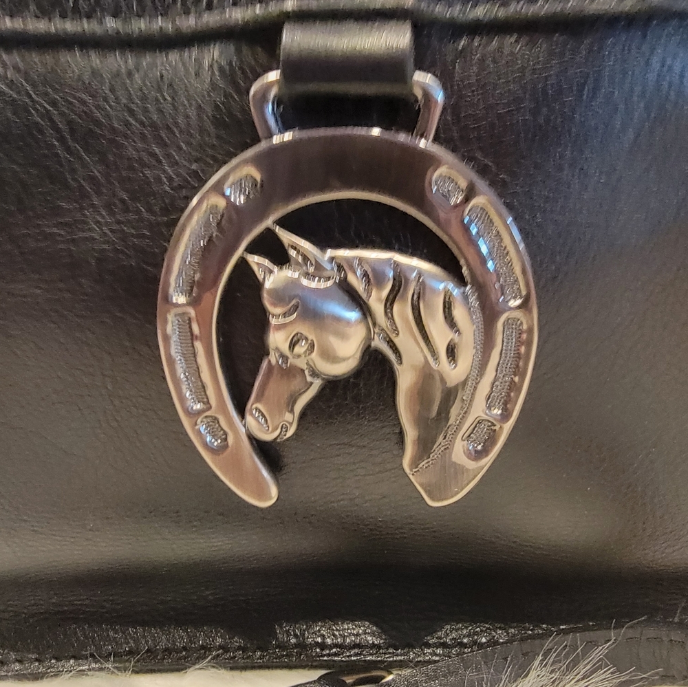 Patricia Nash Heritage Horseshoe Medallion Nazaire Leather Crossbody Black 🖤 🐴 - Picture 2 of 15